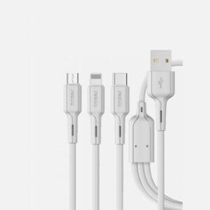 Yesido CA41 3-in-1 2.4A Fast Data Sync and Charge Cable for 8Pin / Micro-USB / Type-C - White