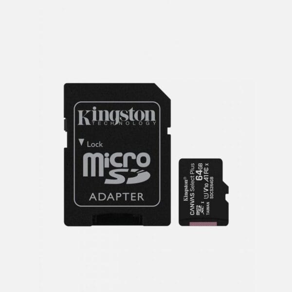 Kingston 64GB Canvas Select micro SD Card (SDXC) + SD Adapter - 80MB/s