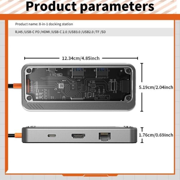 Cellsaytion 8 in 1 Transparent USB-C Hub