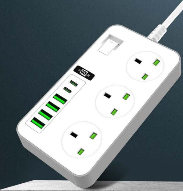 Power - Socket 2PD + 4 USB 3000W Extension Lead White