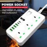 Power - Socket 2PD + 4 USB 3000W Extension Lead White