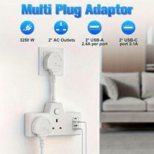 Cellsaytion 2 way Adaptor With 2USB AND  2USB-C Sockets